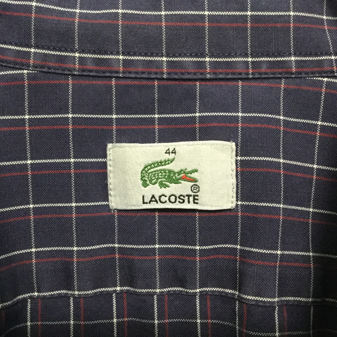 LACOSTE(ラコステ)の【ラコステ 長袖シャツ】ロゴ刺繍 チェック ネクタイシャツ XL 古着 メンズのトップス(シャツ)の商品写真