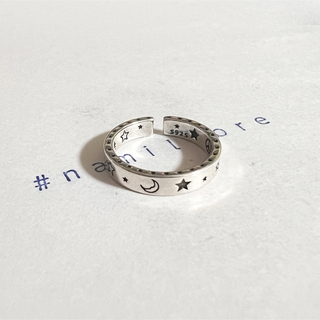 シルバーリング 925 銀 スマイル 星 月 韓国 指輪 ドリューハウス好きに①(リング(指輪))