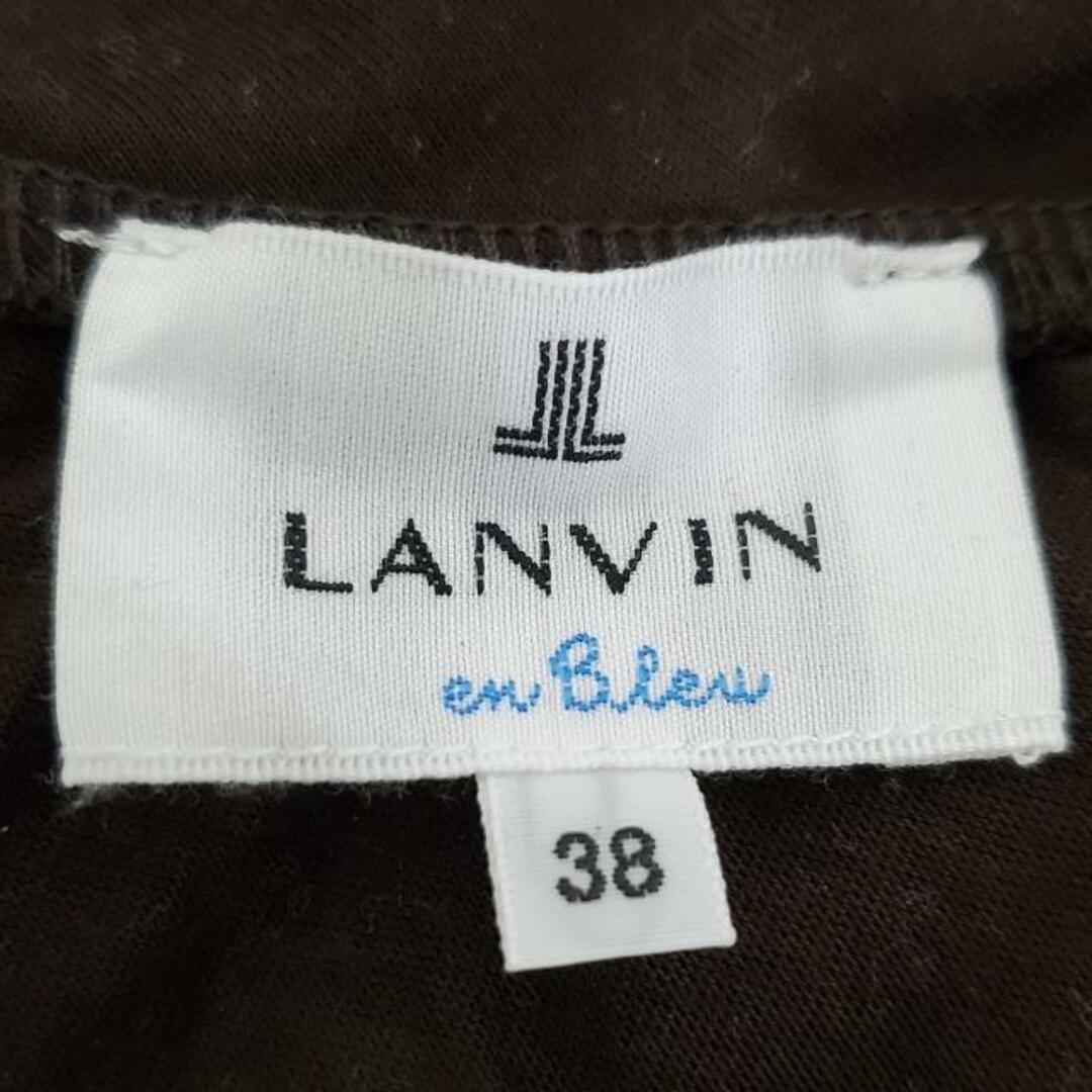 LANVIN en Bleu(ランバンオンブルー)のLANVIN en Bleu(ランバンオンブルー) 半袖カットソー サイズ38 M レディース美品  - ダークブラウン×黒 クルーネック/レース/チュール/カットワーク レディースのトップス(カットソー(半袖/袖なし))の商品写真