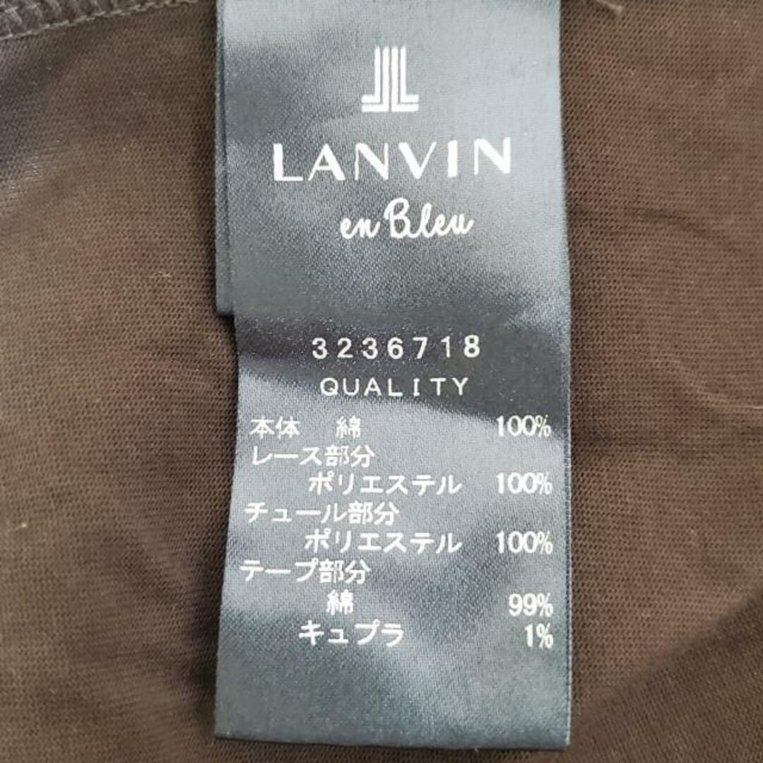 LANVIN en Bleu(ランバンオンブルー)のLANVIN en Bleu(ランバンオンブルー) 半袖カットソー サイズ38 M レディース美品  - ダークブラウン×黒 クルーネック/レース/チュール/カットワーク レディースのトップス(カットソー(半袖/袖なし))の商品写真