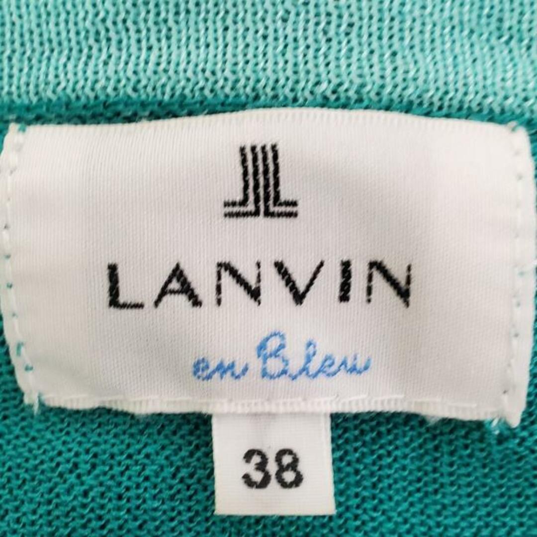 LANVIN en Bleu(ランバンオンブルー)のLANVIN en Bleu(ランバンオンブルー) カーディガン サイズ38 M レディース美品  - グリーン×黒 長袖/リボン レディースのトップス(カーディガン)の商品写真