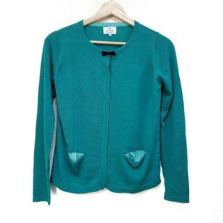 ランバンオンブルー(LANVIN en Bleu)のLANVIN en Bleu(ランバンオンブルー) カーディガン サイズ38 M レディース美品  - グリーン×黒 長袖/リボン(カーディガン)