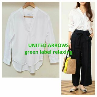 ユナイテッドアローズグリーンレーベルリラクシング(UNITED ARROWS green label relaxing)の【UNITED ARROWS】長袖スキッパーシャツ☆ホワイト(シャツ/ブラウス(長袖/七分))