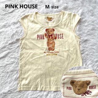 ピンクハウス(PINK HOUSE)のピンクハウス トップス ノースリーブ カットソー Tシャツ M テディベア くま(Tシャツ(半袖/袖なし))