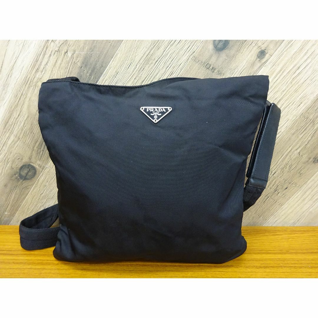 PRADA - K三107/ PRADA ナイロン レザー ブラック ショルダーバッグ プラダ