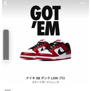 ナイキ(NIKE)のナイキSB ダンク LOW プロ Varsity Red and White(スニーカー)