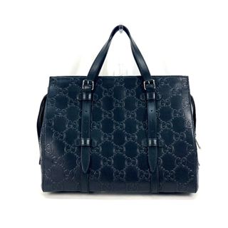 グッチ(Gucci)のグッチ GUCCI GG エンボス 625774 トートバッグ 肩掛け ショルダーバッグ レザー ブラック 新品同様(ショルダーバッグ)