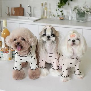 【新品】可愛い♡ハートフリルトップス　犬服　ドッグウェア　ピンク　S M L(犬)