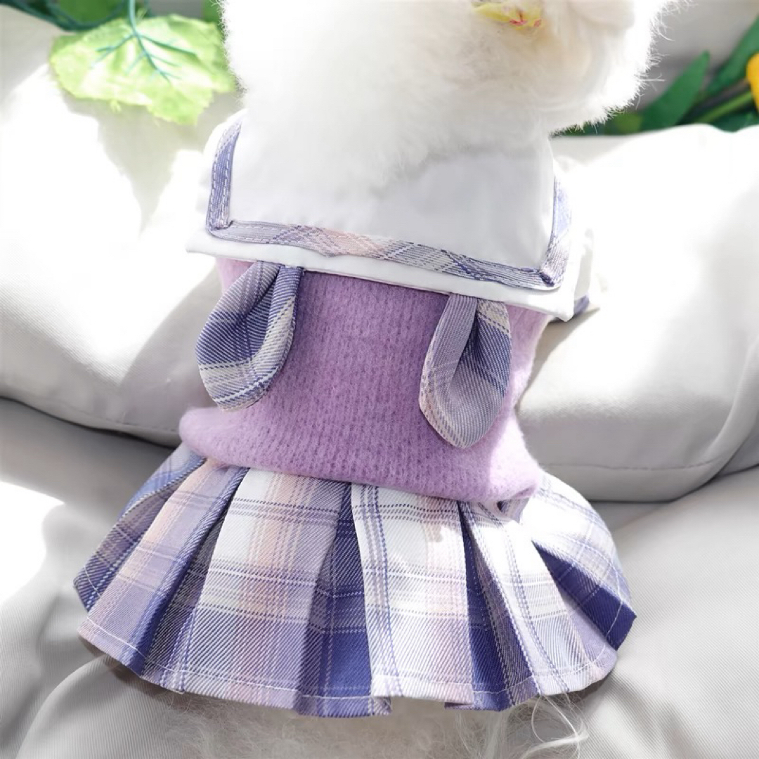 【新品】可愛い♡うさ耳セーラーワンピース　犬服　ドッグウェア　制服 S M L その他のペット用品(犬)の商品写真