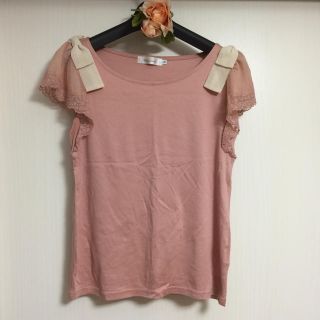 アナトリエ(anatelier)の美品＊リボン&レースたっぷりなカットソー(カットソー(半袖/袖なし))