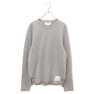 トムブラウン(THOM BROWNE)のTHOM BROWNE トムブラウン 22AW サイドボタン トリコロール リブ コットントレーナー グレー MJS192A(スウェット)