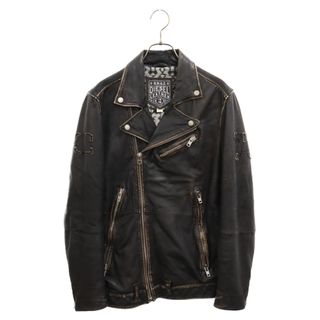 DIESEL - DIESEL ディーゼル B.R.G.Z ヴィンテージ加工 ラムレザー ライダースジャケット ブラック