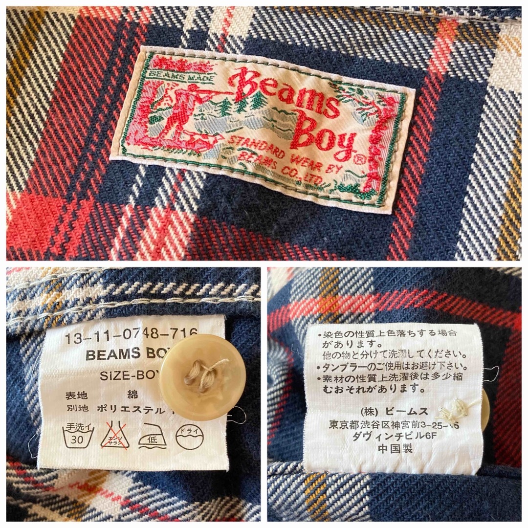 BEAMS BOY(ビームスボーイ)のビームスボーイ フェイクレザー 切替 チェック ヘビーネル ハンティングシャツ レディースのトップス(シャツ/ブラウス(長袖/七分))の商品写真