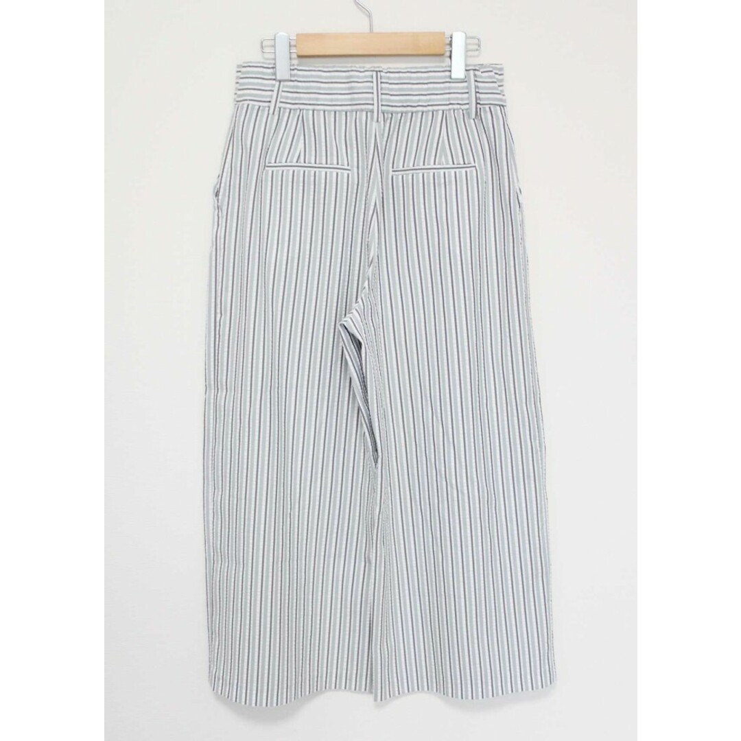 ZARA(ザラ)の【春夏物 新入荷】●ZARA/ザラ●trfコレクションストライプワイドパンツ/ロングパンツ/長ズボン/クロップド丈/ウエストゴム グリーン/緑 レディース M【中古】春夏 923042 レディースのパンツ(その他)の商品写真