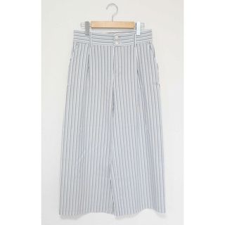 ザラ(ZARA)の【春夏物 新入荷】●ZARA/ザラ●trfコレクションストライプワイドパンツ/ロングパンツ/長ズボン/クロップド丈/ウエストゴム グリーン/緑 レディース M【中古】春夏 923042(その他)