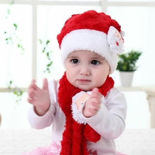 クリスマス 帽子 スカーフ ツーピース 赤ちゃん かわいい サンタ ぬいぐるみ(マフラー/ストール)