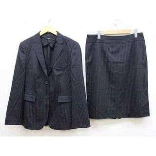 ヒューゴボス(HUGO BOSS)の【春物 新入荷】‡HUGO BOSS/ヒューゴボス‡ストライプスカートセットアップ/スーツ/長袖/膝丈 ブラック/黒 レディース 上48下44【中古】 春秋 sut 104042(その他)