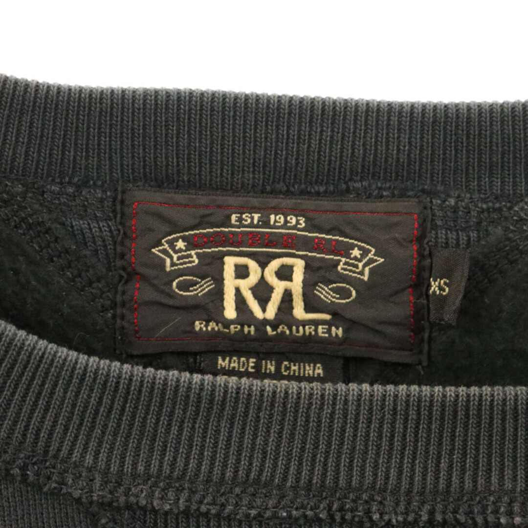 RRL(ダブルアールエル)のRRL ダブルアールエル フリース切り替え ロゴプリント クルーネックスウェット トレーナー ブラック KK-RD-KA-3512 メンズのトップス(スウェット)の商品写真