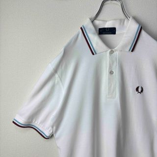 フレッドペリー(FRED PERRY)の大人気　フレッドペリー　ポロシャツ　半袖　M12 英国製　白赤水色　38 M(ポロシャツ)