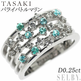 タサキ(TASAKI)の田崎真珠 K18WG パライバ トルマリン ダイヤモンド リング D0.25ct 希少(リング(指輪))