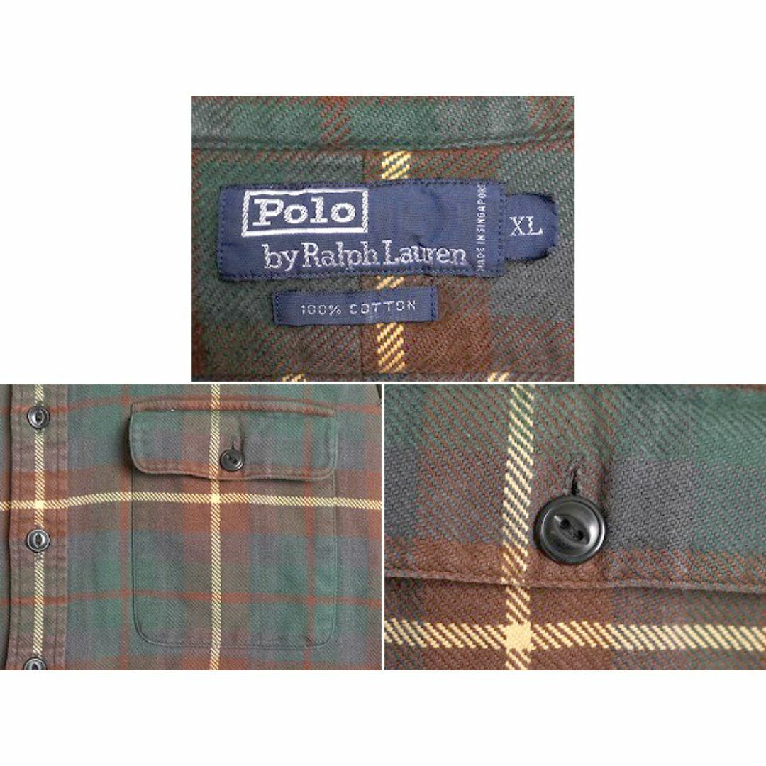 Ralph Lauren(ラルフローレン)の90s ラルフローレン チェック ヘビー フランネル シャツ メンズ XL 古着 オールド ポロ ネルシャツ マルチカラー ワンポイント ポニー無し メンズのトップス(シャツ)の商品写真