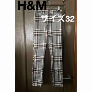 エイチアンドエム(H&M)の極美品【H&M】センタープレス テーパードパンツ チェック柄 EUR32 (その他)