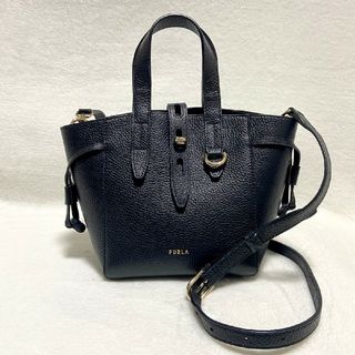 フルラ(Furla)の極美品　フルラ　ネット　ミニ　トートバッグ　ショルダーバッグ　現行品　ブラック(ショルダーバッグ)