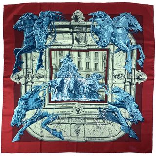 エルメス(Hermes)のエルメス カレ 90 LA FONTAINE DE BARTHOLDI レディース 【中古】(バンダナ/スカーフ)