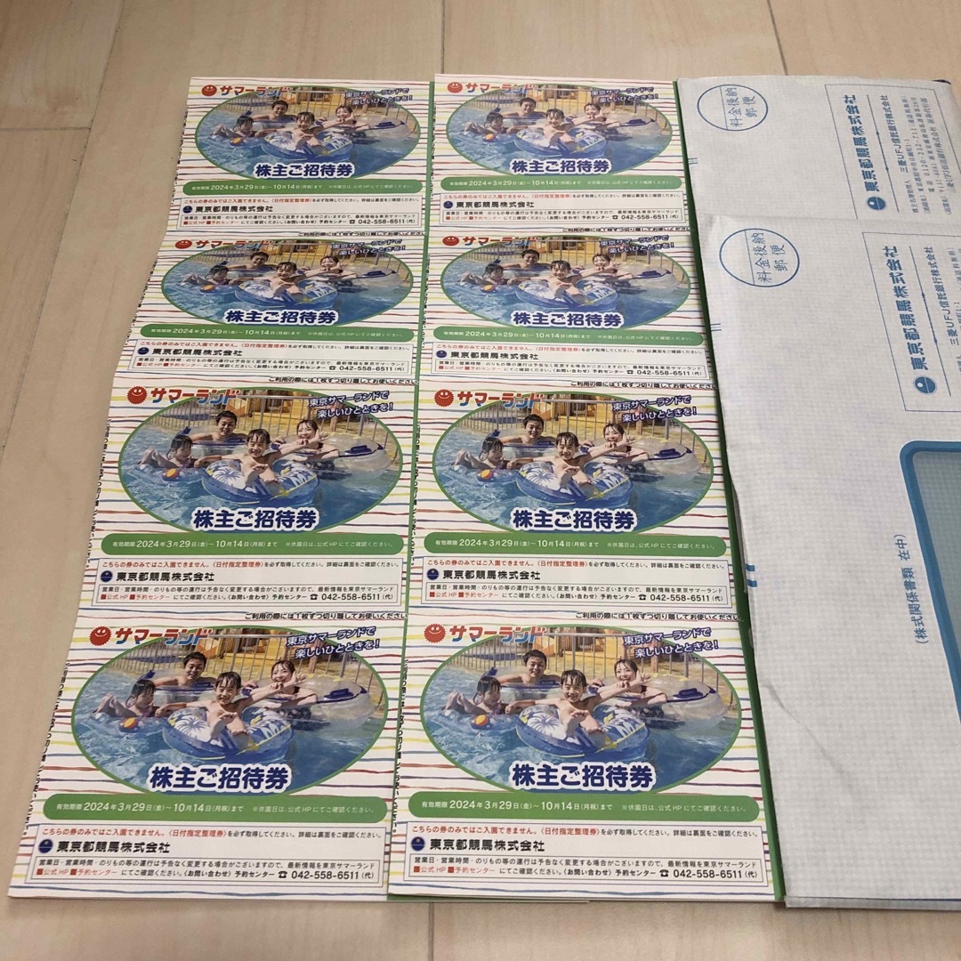 東京都競馬　株主優待　2セット チケットの施設利用券(遊園地/テーマパーク)の商品写真
