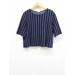 ドレステリア(DRESSTERIOR)の【春物新入荷】■DRESSTERIOR/ドレステリア■コットンストライプニット/五分袖 ネイビー×ホワイト/紺×白 レディース 【中古】春夏 033042(ニット/セーター)