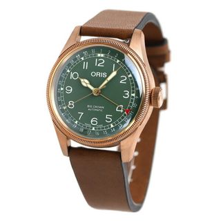 オリス(ORIS)の【新品】オリス ORIS 腕時計 メンズ 01 754 7741 3167 07 5 20 58BR ビッグクラウン ポインターデイト 80TH アニバーサリーエディション 40mm 自動巻き（Oris 754/手巻き付） グリーンxブラウン アナログ表示(腕時計(アナログ))