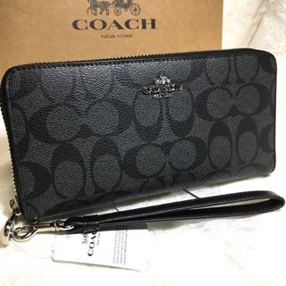 コーチ(COACH)の贈り物にも☆コーチ 人気の黒シグネチャー　メンズレディス　長財布(長財布)