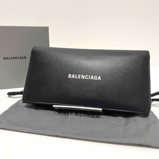 バレンシアガ(Balenciaga)の741 BALENCIAGA バレンシアガ 長財布 エブリディ ロゴ レザー 黒(財布)