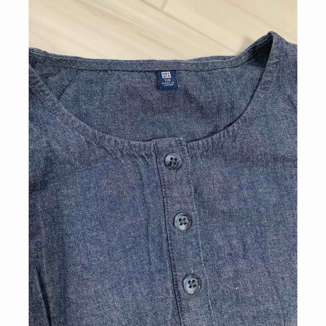 UNIQLO(ユニクロ)の新品✼キッズUNIQLOデニムノースリーブワンピ110cm キッズ/ベビー/マタニティのキッズ服女の子用(90cm~)(ワンピース)の商品写真