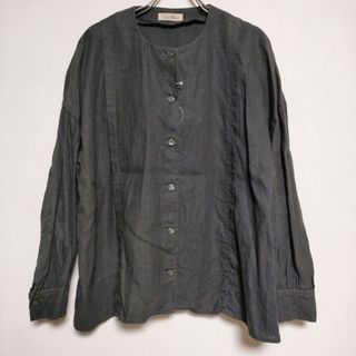 ネストローブ(nest Robe)のnest Robe 01173-1075 リネン ノーカラー 製品染め ブラウス シャツ チャコールグレー レディース ネストローブ【中古】4-0321M∞(シャツ/ブラウス(長袖/七分))