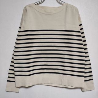 サンスペル(SUNSPEL)のSUNSPEL 571-1163004 WOMEN’S BRETON JUMPER ボーダー ボートネック ニット ベージュ ネイビー レディース サンスペル【中古】4-0321M∞(ニット/セーター)