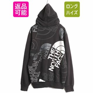 ザノースフェイス(THE NORTH FACE)のUS企画 ノースフェイス グラフィック プリント スウェット フード パーカー メンズ L / The North Face プルオーバー 裏起毛 トレーナー 黒(パーカー)