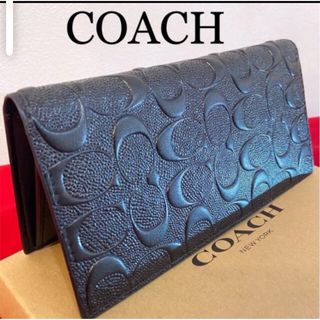 コーチ(COACH)の贈り物にも☆コーチ スリム　本革　二つ折り長財布　エンボスドシグネチャー(長財布)