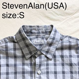 スティーブンアラン(steven alan)のStevenAlan(USA)コットンチェックシャツ　ライトグレー(シャツ)