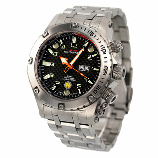 エム(M)の【新品】エム MTM 腕時計 メンズ VUL-TSL-BKCB-MBTI ティー エム ヴァルチャー 充電式クオーツ（Ronda 509） ブラックxシルバー アナログ表示(腕時計(アナログ))