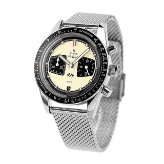 【新品】イエマ YEMA 腕時計 メンズ YMHF1580-BM ラリーグラフ パンダ クオーツ クリームイエロー/ブラックxシルバー アナログ表示(腕時計(アナログ))