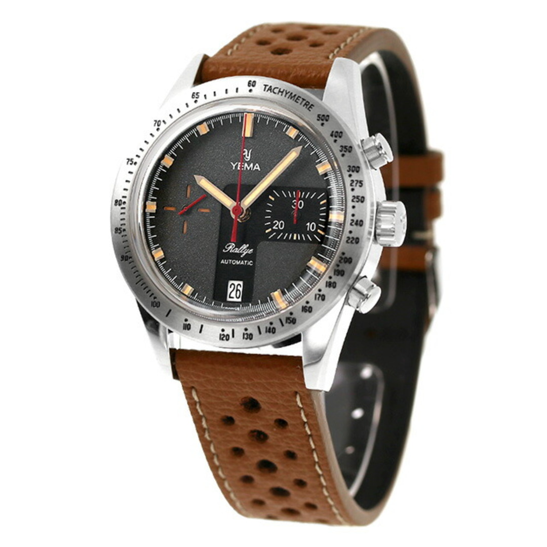 【新品】イエマ YEMA 腕時計 メンズ YRAL23-AU32S ラリー5 ターボ 自動巻き ブラックxブラウン アナログ表示 メンズの時計(腕時計(アナログ))の商品写真