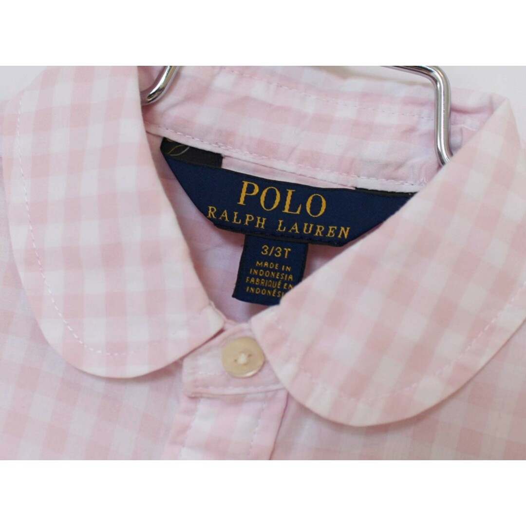 Ralph Lauren(ラルフローレン)の【春物 新入荷!】[ラルフローレン/Ralph Lauren]100cm 長袖シャツワンピース ピンク×白【中古】子供服 キッズ kids 女の子 春 onepi 923042 キッズ/ベビー/マタニティのキッズ服女の子用(90cm~)(ワンピース)の商品写真