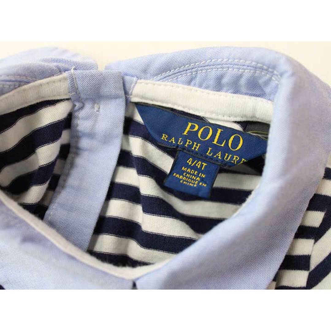 Ralph Lauren(ラルフローレン)の【春物 新入荷!】▽ラルフローレン/Ralph Lauren▽110cm 長袖ワンピース 白×紺【中古】子供服 キッズ kids 女の子 春 onepi 033042 キッズ/ベビー/マタニティのキッズ服女の子用(90cm~)(ワンピース)の商品写真