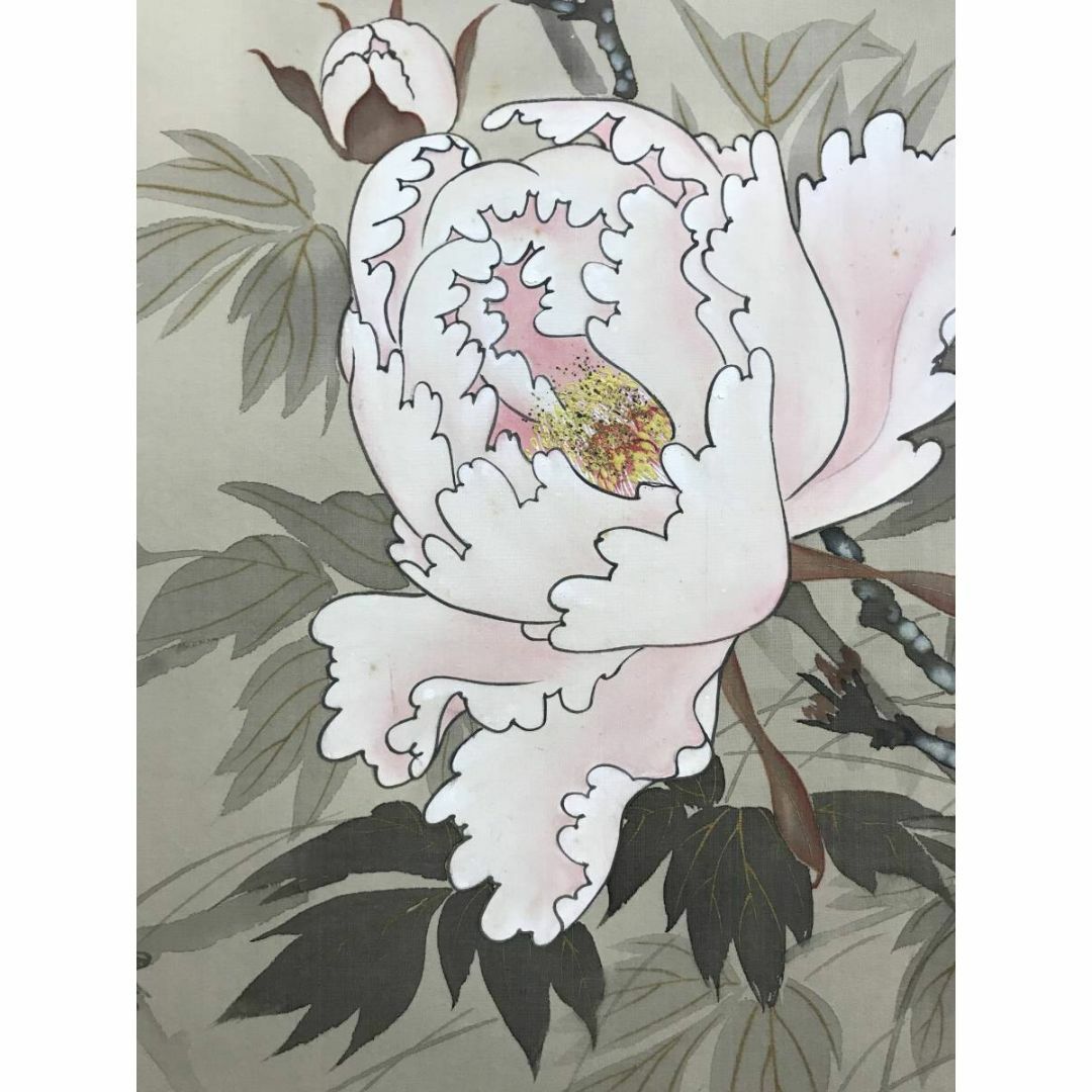 真作/赤松雲嶺/牡丹に蜂図/花鳥図/花図/掛軸☆宝船☆AD-101の 真作/赤松雲嶺/牡丹に蜂図/花鳥図/花図/掛軸☆宝船☆AD-101の