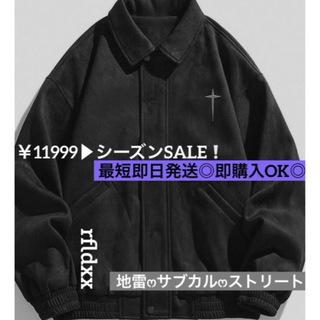 VINTAGE - 刺繍ブルゾン ジャケット 00s ギミック BLACK サブカル ストリート