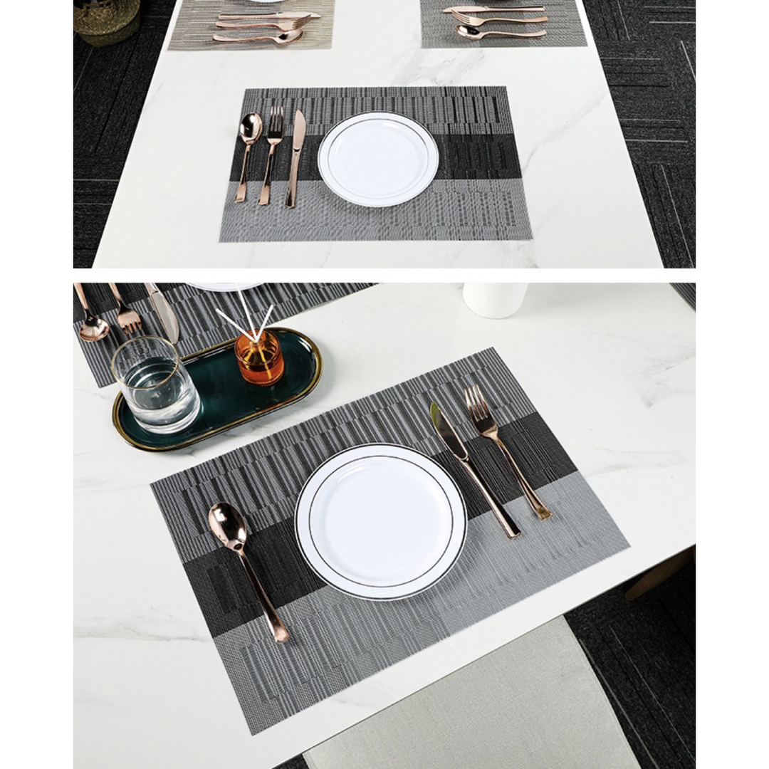 2枚セット ランチョンマット テーブルマット グレー 30×45cm インテリア/住まい/日用品のキッチン/食器(テーブル用品)の商品写真
