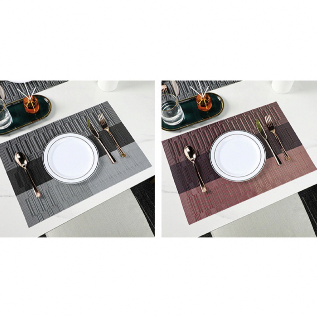 2枚セット ランチョンマット テーブルマット グレー 30×45cm インテリア/住まい/日用品のキッチン/食器(テーブル用品)の商品写真