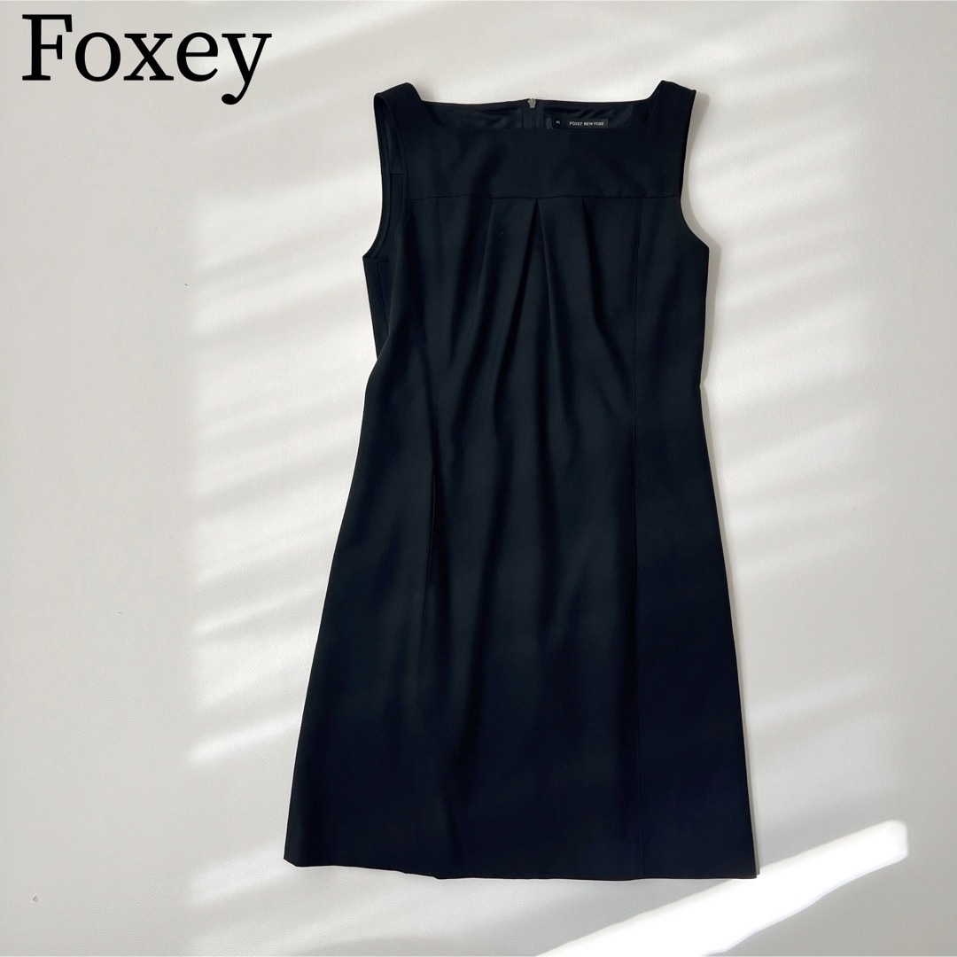 FOXEY NEW YORK(フォクシーニューヨーク)の美品　FOXEY NEWYORK フォクシー　ドレス　ワンピース　スクエアネック レディースのワンピース(ひざ丈ワンピース)の商品写真