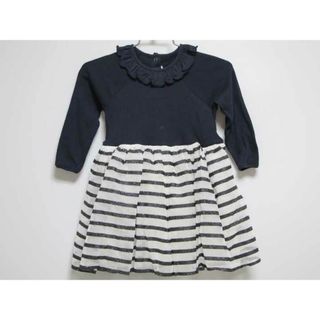 プチバトー(PETIT BATEAU)の【春物 新入荷!】新品 未使用品‡プチバトー/PETIT BATEAU‡81cm 長袖ワンピース 紺×白 子供服 キッズ kids ベビー服 baby 女の子 春秋 onepi 923042(ワンピース)